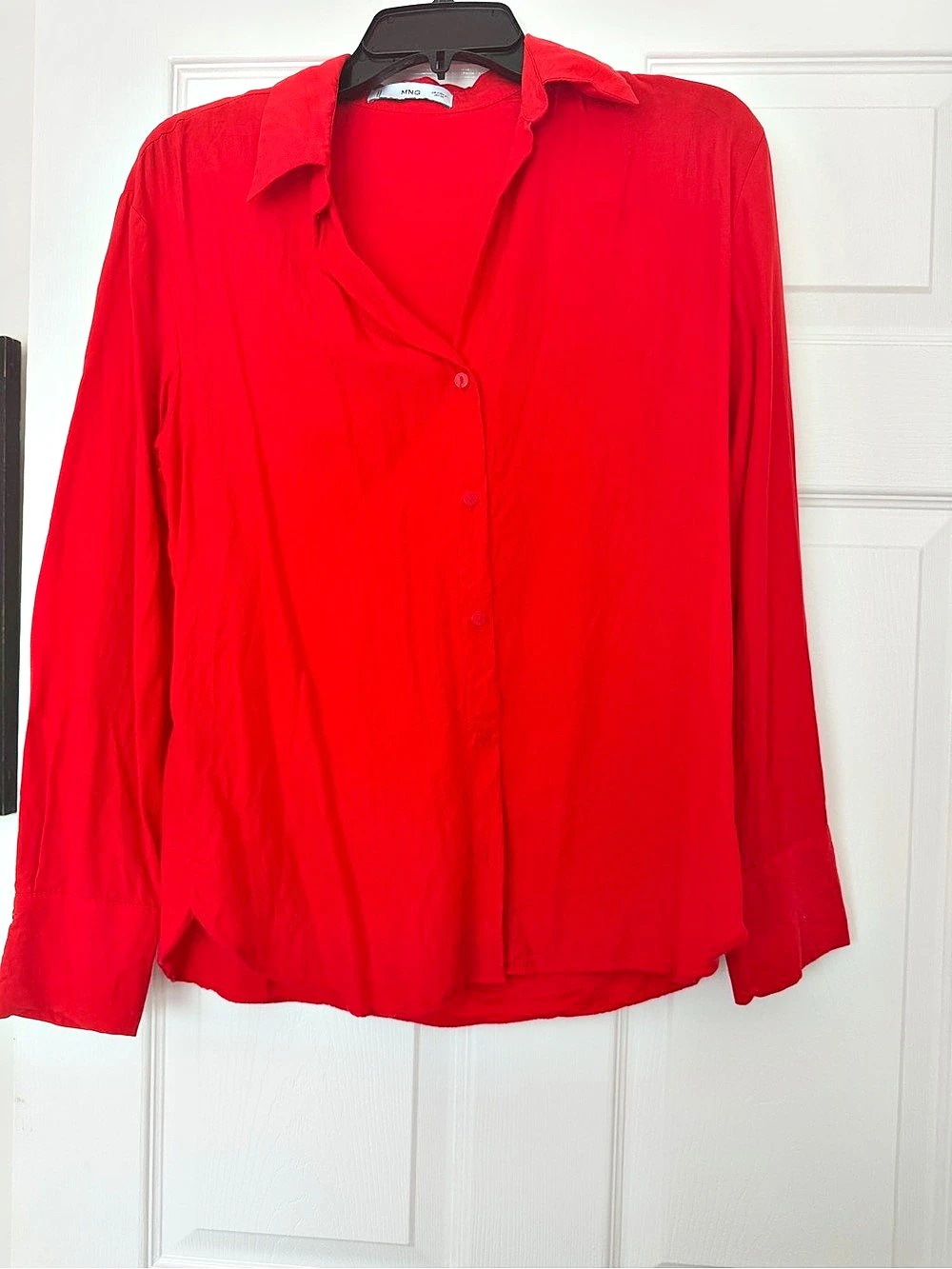 MNG Red Button Down Shirt Size Medium Like New